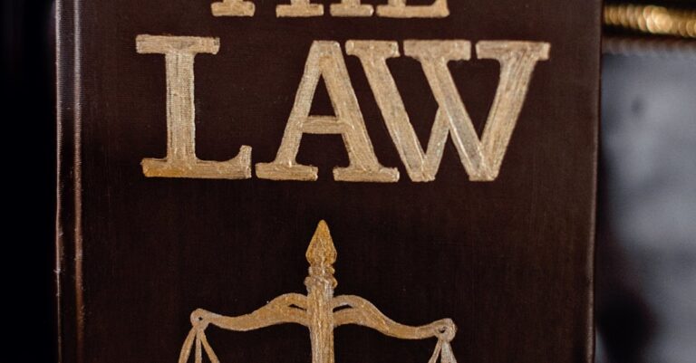 Detailed image of a book titled 'The Law' featuring scales of justice.