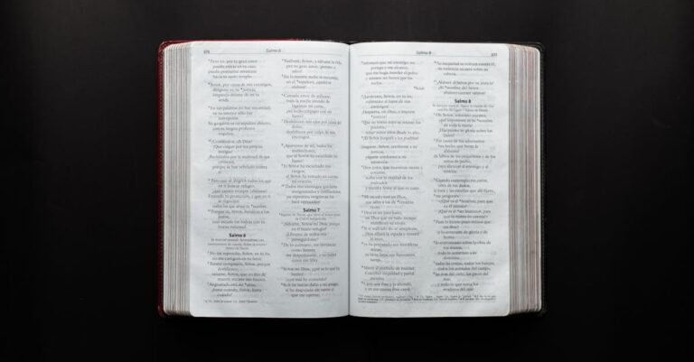 Open Bible displaying Psalms on a dark surface for study or inspiration.